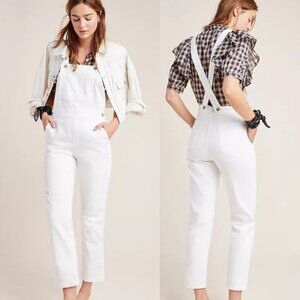Anthropologie Pilcro & The Letterpress White Denim Overalls Size 27 26732